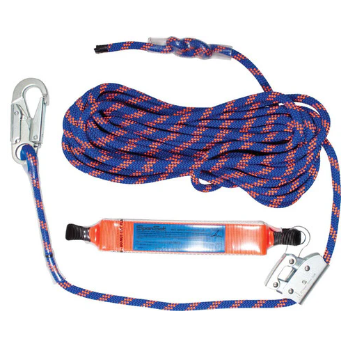 Spanset Fall arrest line,  5 metres with H1 snap hook one end, RF1 rope adjuster and shock absorber